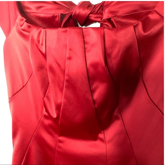 THE LIMITED Red Satin Tie Back Body Con Dress - Picture 3 of 11